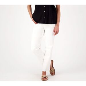 Maya J Women's Plus Sz Pants 3X Denim & Co. Original Waist Side White A600870